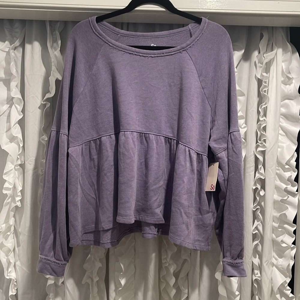 New soft oversized peplum sweatshirt